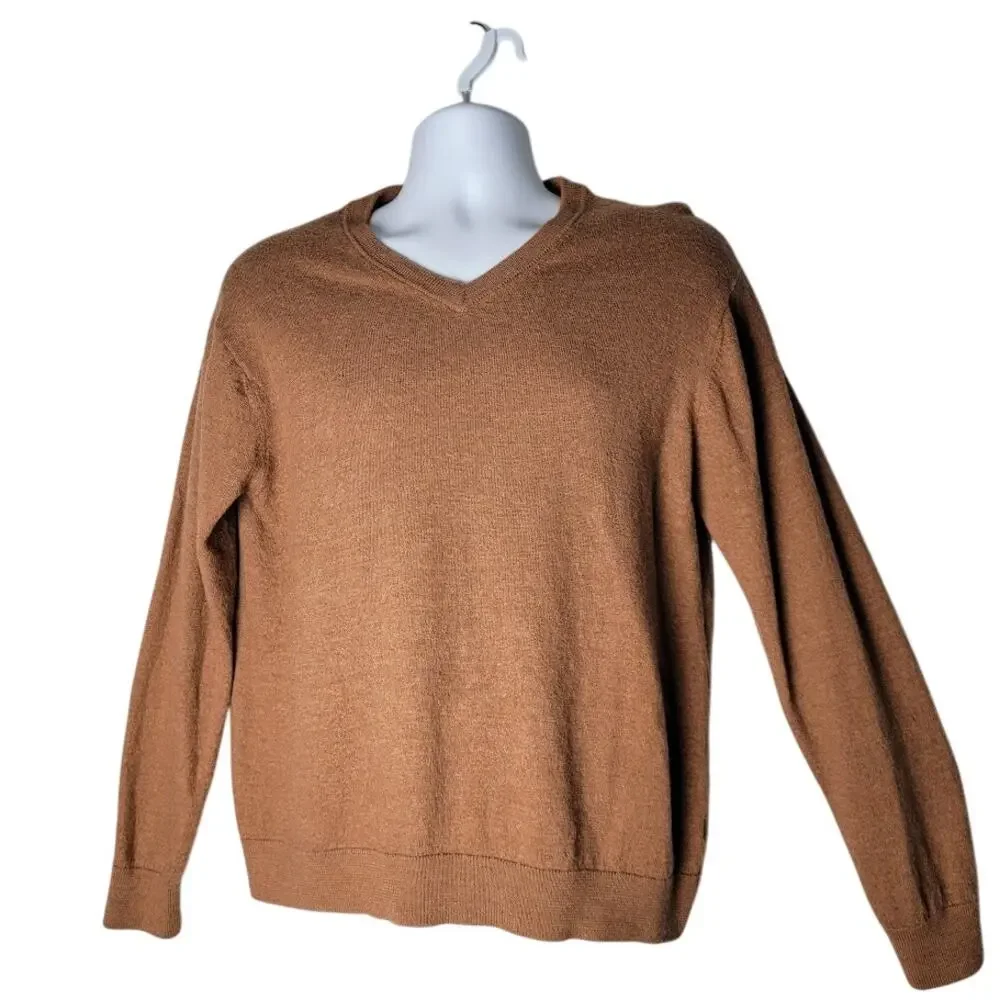 100% Merino Wool Hart Schaffner Marx Men’s‎ XL Sweater Brown V-Neck Pullover